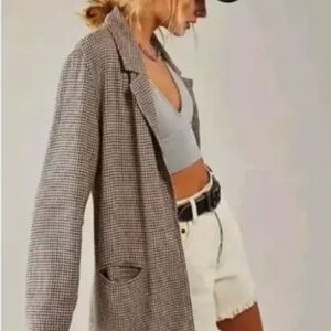 Free People We The Free Plaid Beckett Boyfriend Blazer Size Small